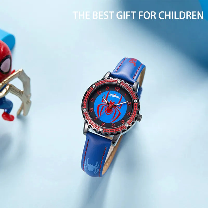 Disney Spiderman Children Watches for Boys Toys Leather Quartz Waterproof Kids WristWatch Clock Gifts relogio infantil montre