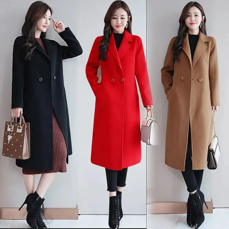 2022 Autumn Winter New Fashion Wool Coat Women Luxury Brand Long Loose Double Breasted Very Warm Wool Coat Elegant Plus Size 3XL