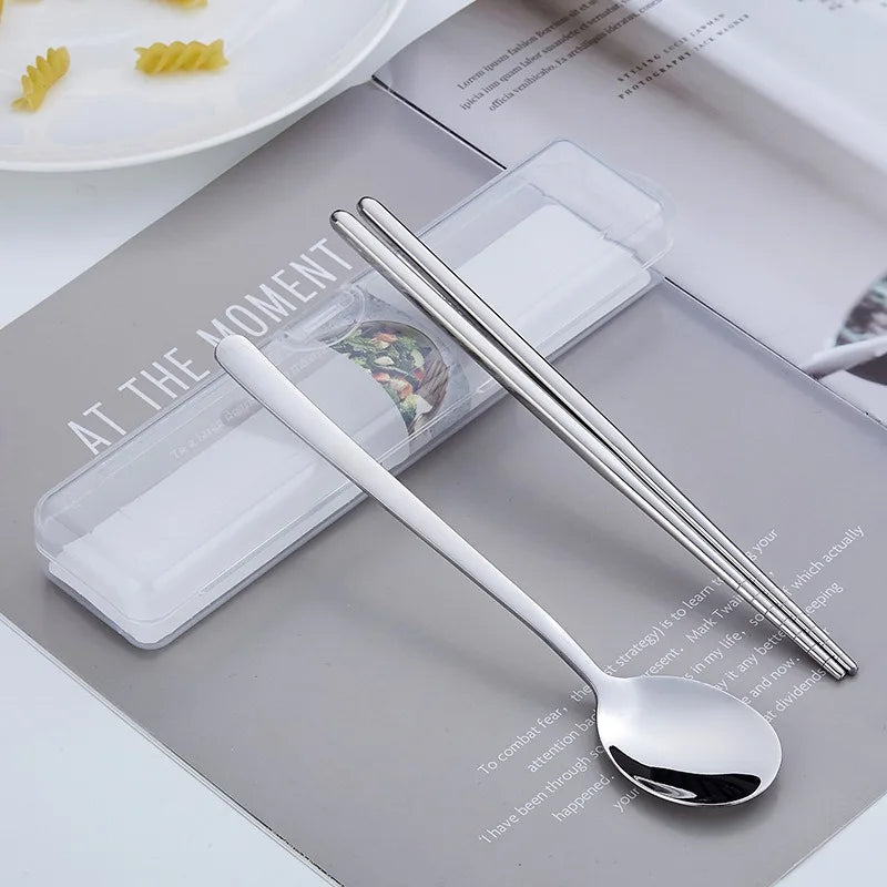 Tableware Set Stainelss Steel Cutlery Set Korean Spoons Chopsticks Dinner Set Kitchenware Dinnerware Set Spoon Cutlery Set