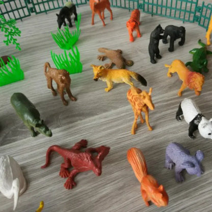 53pcs/set Mini Animal World Zoo Model Figure Action Toy Set Cartoon Simulation Animal Lovely Plastics Collection Toy for Kids