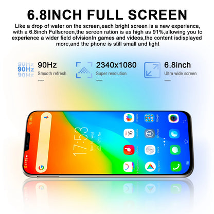 Global Version Brand New Smartphone HTM N20 Pro 6.8 Inch HD Face Unlock Mobile Phones Android 12 OTG Supported 256GB Telefone