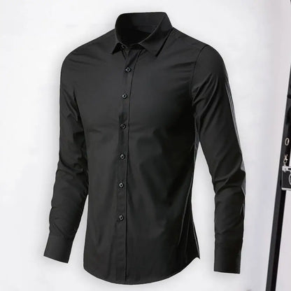 Autumn Shirt Chic Slim Fit Solid Color Casual Lapel Men Spring Shirt for Daily Wear  Spring Shirt  Men Shirt