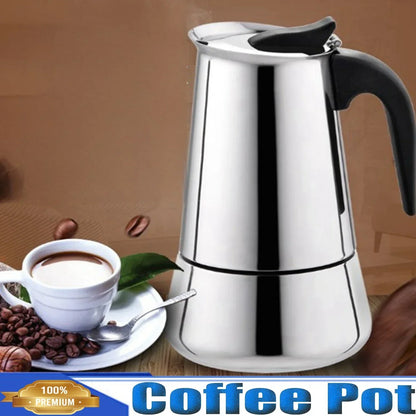 Classic Coffee Pot,Coffee Maker for Brewed Cafeteras Stovetop Espresso American Style,2~12 Cups(100~600 ML), Stainless Steel