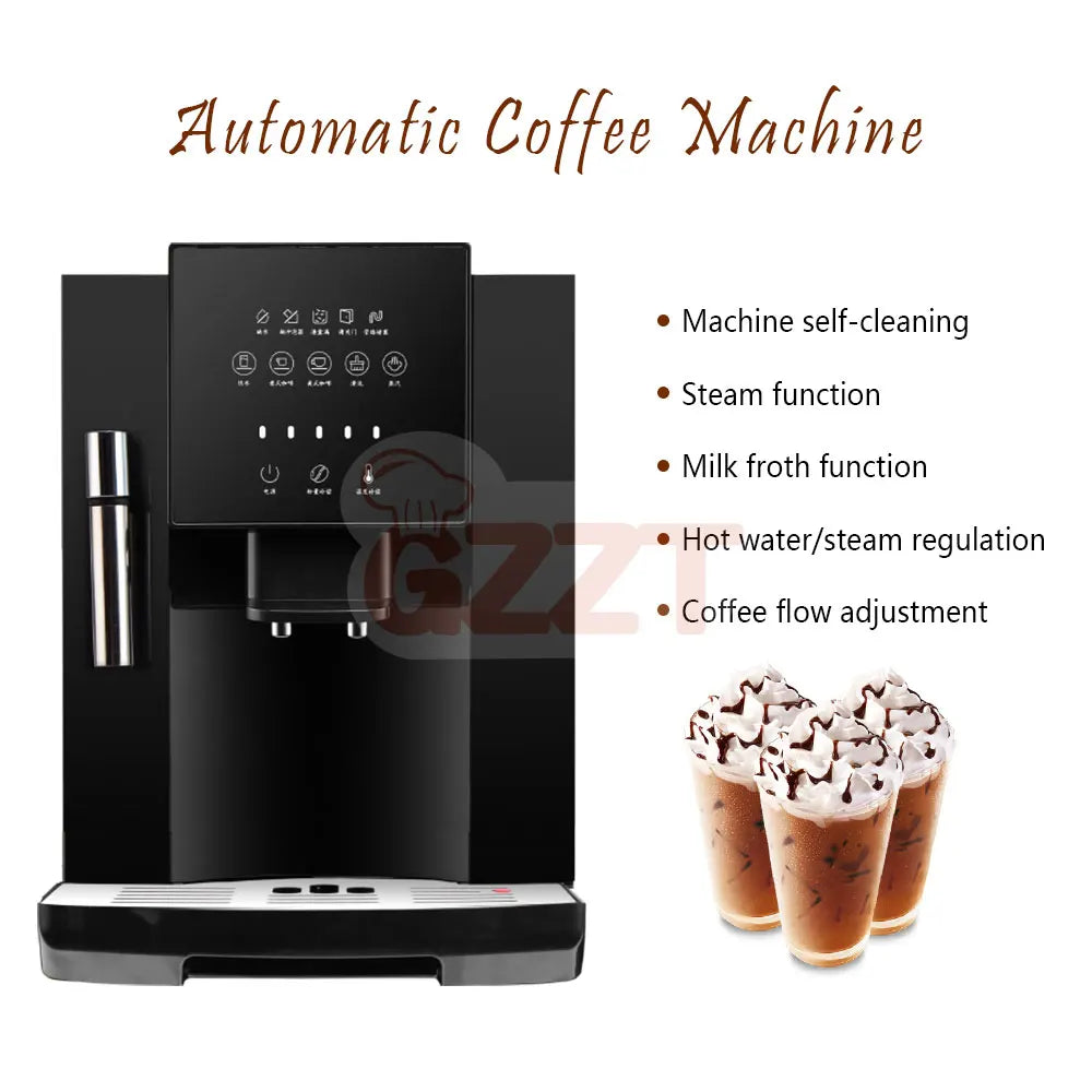 GZZT Coffee machine Automatic 19 Bar Coffee Maker household Equipment Cooking Appliances Grinder Hot Water and Milk Froth