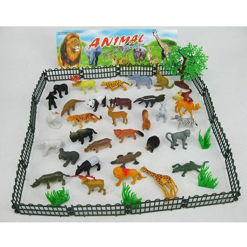 53pcs/set Mini Animal World Zoo Model Figure Action Toy Set Cartoon Simulation Animal Lovely Plastics Collection Toy for Kids