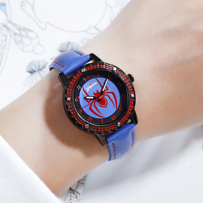 Disney Spider man Children Watches for Boys Leather Quartz Kids WristWatch School Student Clock Gifts relogio infantil montre