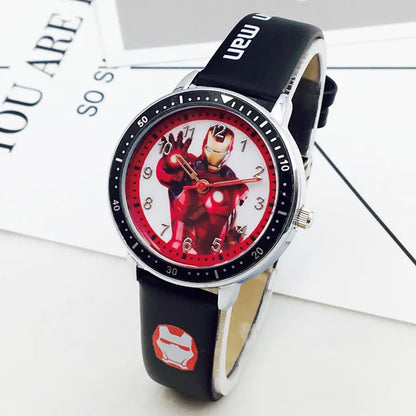 Marvel Iron Spider man Children Watch for Boys Captain Leather Quartz Kids WristWatch Clock Gifts relogio infantil montre enfant