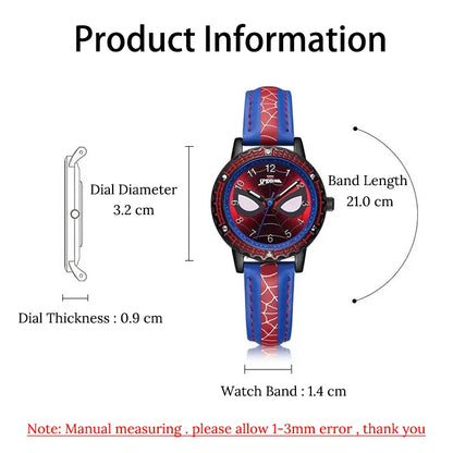 Disney Spiderman Children Watches for Boys Toys Leather Quartz Waterproof Kids WristWatch Clock Gifts relogio infantil montre