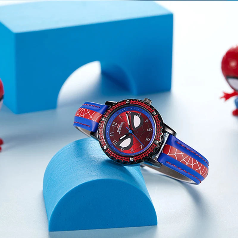 Disney Spiderman Children Watches for Boys Toys Leather Quartz Waterproof Kids WristWatch Clock Gifts relogio infantil montre