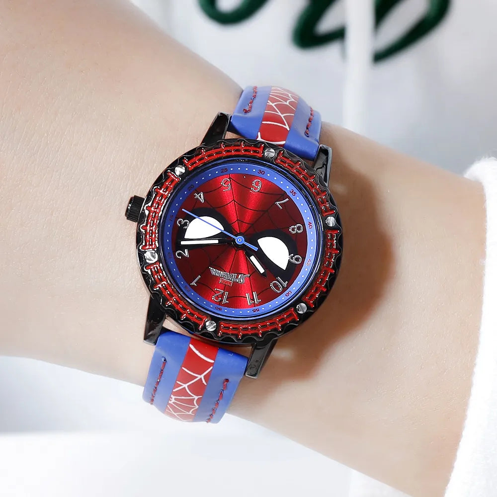 Disney Spider man Children Watches for Boys Leather Quartz Kids WristWatch School Student Clock Gifts relogio infantil montre