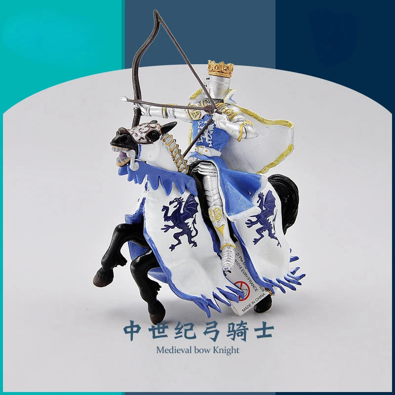 Medieval Knight Horse Archer Spear Dragon Animal Simulation Model Ornaments Children's Toys