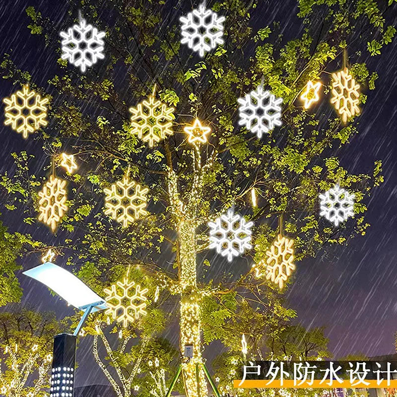 40CM Large Snowflake String Light Outdoor Snowflake Led Hanging Lamp Backyard Patio Christmas Tree Wedding Decor Fairy Garland