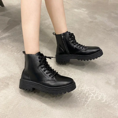 Platform Women Boot 2023 Autumn Winter New Fashion Classic Short Boot Handsome Ankle Boot Work Clothes Shoe Botas Mujer