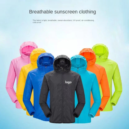 Summer outdoor sunscreen clothing custom logo light and breathable men's and women's skin clothing long sleeve cardigan jacket