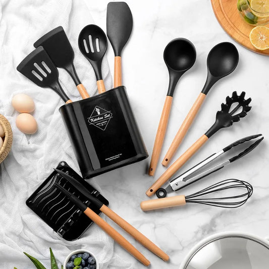 Silicone Kitchen Utensil Set BPA Free Kitchen Cooking Baking Tools Set Kitchen Accessories Gadgets Kitchenware With Container N.