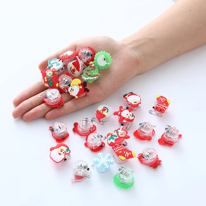 5pcs Christmas LED Luminous Ring Brooch Glowing Santa Claus Snowmen Christmas Party Decorations Kids New Year Navidad Gifts