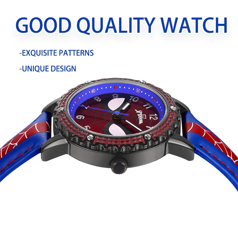 Disney Spiderman Children Watches for Boys Toys Leather Quartz Waterproof Kids WristWatch Clock Gifts relogio infantil montre