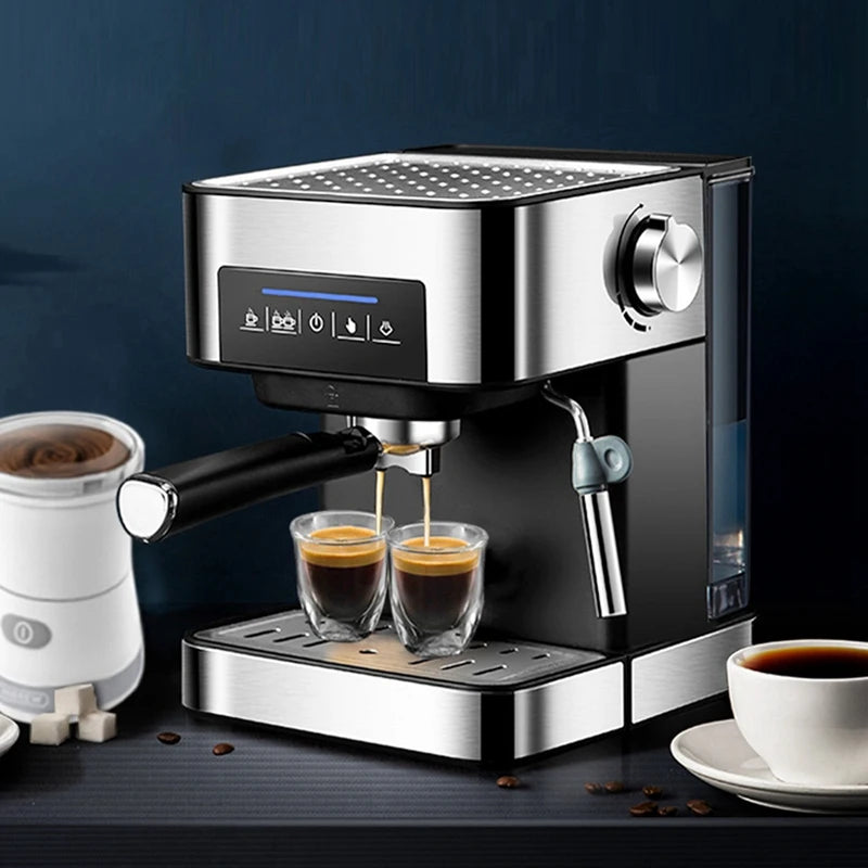 Cikuso 20Bar Electric Coffee Machine Top Preheating  Home Small Semi-automatic High-pressure Steam Milk Foam Office Cappuccino