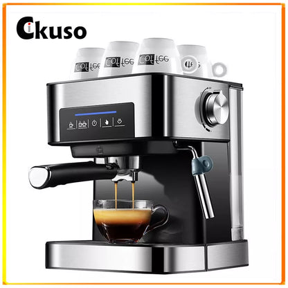 Cikuso 20Bar Electric Coffee Machine Top Preheating  Home Small Semi-automatic High-pressure Steam Milk Foam Office Cappuccino