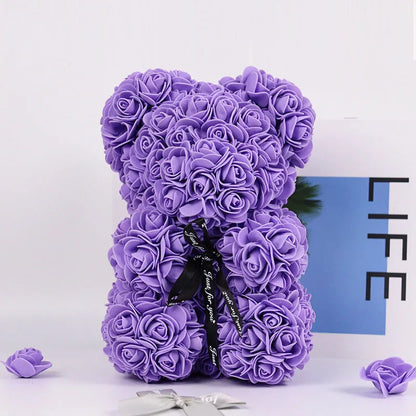 18cm Simulated Rose Bear Happy Valentine's Day Decor For Home Girls Favor Valentine's Day Gifts Wedding Party Pendants Ornaments