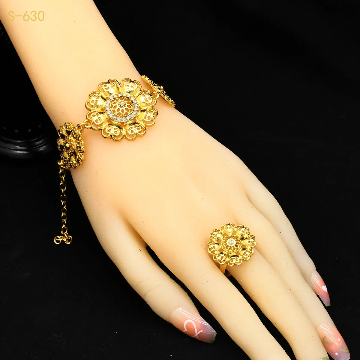 XuHuang Africa Dubai Flowers Long Gold Plated Jewelry Sets For Lady Engagement Nigerian 4Pcs Jewellery Set Wholesale New Gifts