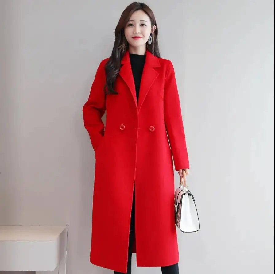 2022 Autumn Winter New Fashion Wool Coat Women Luxury Brand Long Loose Double Breasted Very Warm Wool Coat Elegant Plus Size 3XL