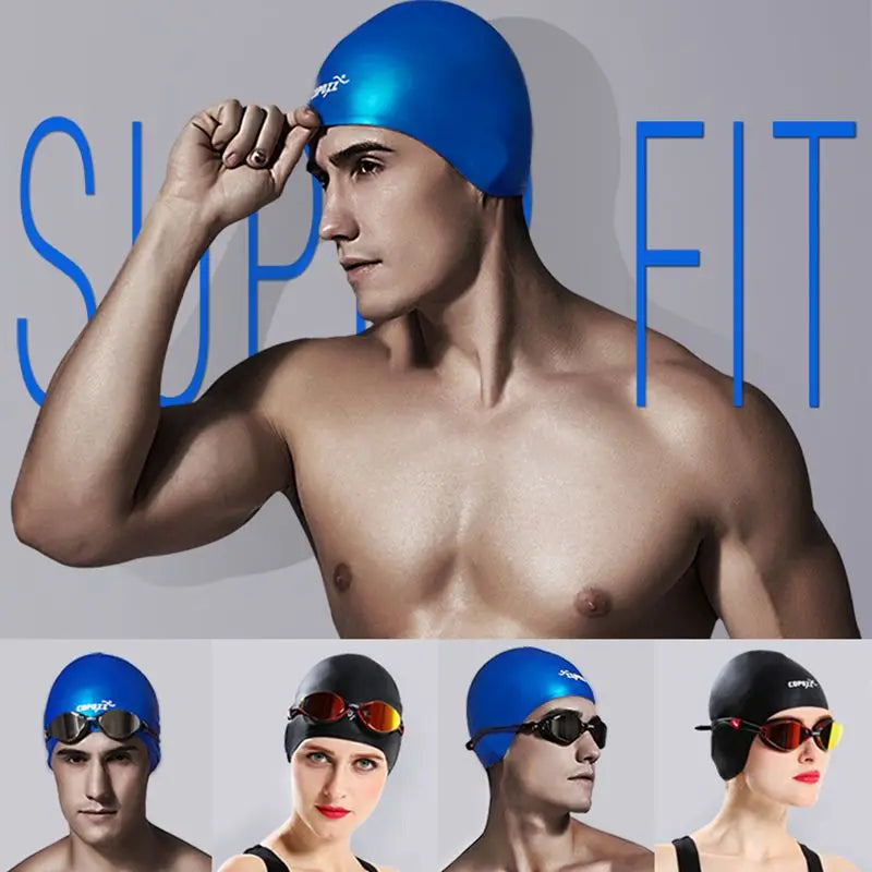 1PC Adults Swimming Caps Women Men Long Hair Waterproof Swim Pool Cap Ear Protect Large Natacion Badmuts Silicone Diving Hats