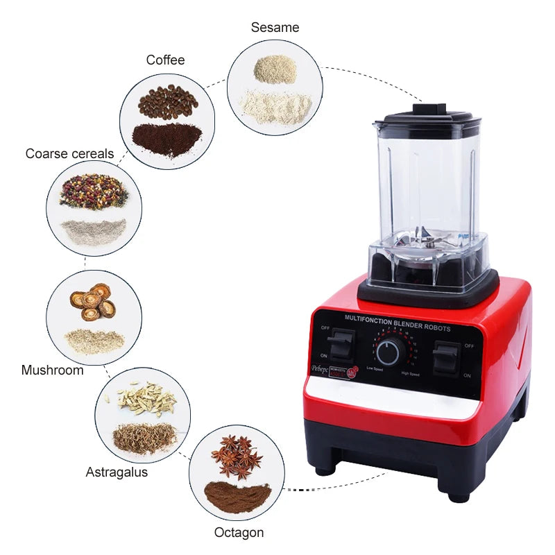 2000W Heavy Duty Commercial Grade Blender Mixer Juicer High Power Food Processor Ice Smoothie Bar Fruit Blender Juice Crusher